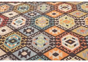 Tappeto Kilim Geometrico Marrone Scuro Multicolore 183x246 Cm