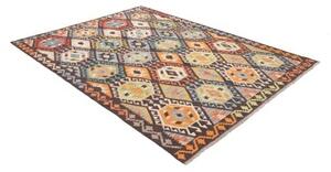 Tappeto Kilim Geometrico Marrone Scuro Multicolore 183x246 Cm