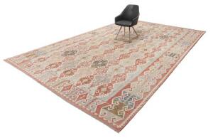 Tappeto Kilim Geometrico Rosso Mattone Avorio 302x486 Cm