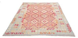 Tappeto Kilim Geometrico Azzurro Rosso Mattone 177x246 Cm