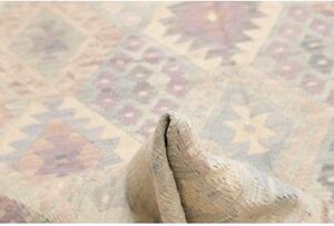 Tappeto Kilim Geometrico Verde Salvia Viola Chiaro 186x243 Cm
