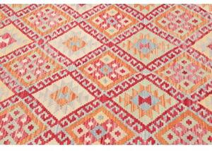 Tappeto Kilim Geometrico Azzurro Rosso Mattone 177x246 Cm