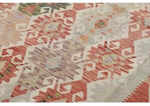 Tappeto Kilim Geometrico Rosso Mattone Avorio 302x486 Cm