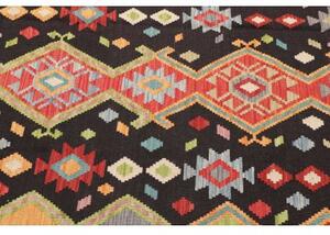 Tappeto Kilim Geometrico Nero Multicolore 168x232 Cm