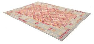 Tappeto Kilim Geometrico Azzurro Rosso Mattone 177x246 Cm