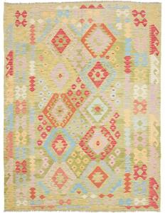 Tappeto Kilim Geometrico Verde Chiaro Rosso Corallo 182x245 Cm
