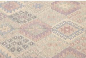 Tappeto Kilim Geometrico Verde Salvia Viola Chiaro 186x243 Cm