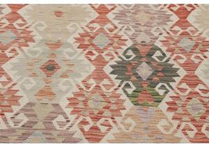 Tappeto Kilim Geometrico Rosso Mattone Avorio 302x486 Cm