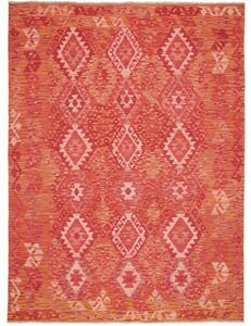Tappeto Kilim Geometrico Rosso Arancione 186x247 Cm
