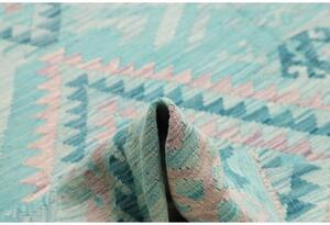 Tappeto Kilim Geometrico Azzurro Rosa 246x284 Cm
