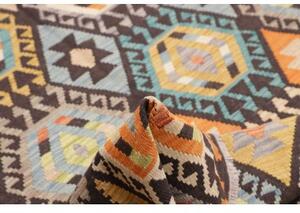 Tappeto Kilim Geometrico Marrone Scuro Multicolore 183x246 Cm