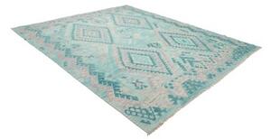 Tappeto Kilim Geometrico Azzurro Rosa 246x284 Cm