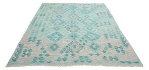 Tappeto Kilim Geometrico Turchese Avorio 181x244 Cm
