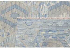 Tappeto Kilim Geometrico Celeste Grigio Chiaro 267x305 Cm