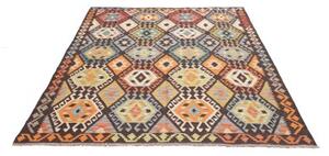 Tappeto Kilim Geometrico Marrone Scuro Multicolore 183x246 Cm