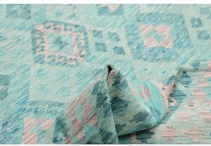 Tappeto Kilim Geometrico Turchese Avorio 181x244 Cm