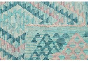 Tappeto Kilim Geometrico Azzurro Rosa 246x284 Cm