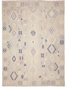 Tappeto Kilim Geometrico Beige Grigio 254x340 Cm