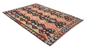 Tappeto Kilim Geometrico Nero Multicolore 168x232 Cm