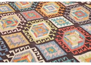 Tappeto Kilim Geometrico Marrone Scuro Multicolore 175x245 Cm