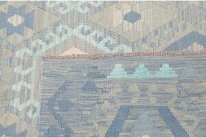 Tappeto Kilim Geometrico Celeste Grigio 262x298 Cm