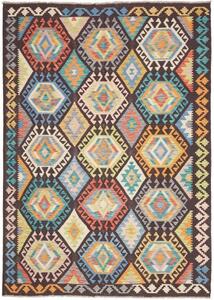Tappeto Kilim Geometrico Marrone Scuro Multicolore 175x245 Cm