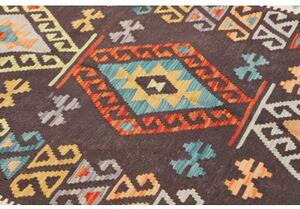 Tappeto Kilim Geometrico Marrone Scuro Multicolore 180x242 Cm