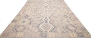Tappeto Kilim Geometrico Grigio Chiaro Viola 255x344 Cm