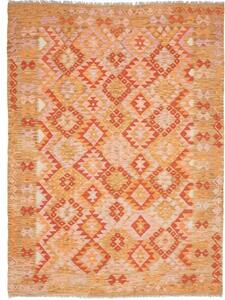 Tappeto Kilim Geometrico Arancione Beige 174x232 Cm