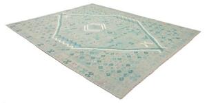 Tappeto Kilim Geometrico Verde Acqua Azzurro 245x290 Cm