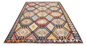 Tappeto Kilim Geometrico Marrone Scuro Multicolore 175x245 Cm