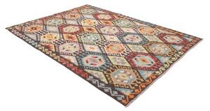 Tappeto Kilim Geometrico Marrone Scuro Multicolore 183x242 Cm