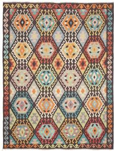 Tappeto Kilim Geometrico Marrone Scuro Multicolore 183x242 Cm
