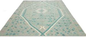 Tappeto Kilim Geometrico Verde Acqua Azzurro 245x290 Cm