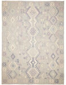 Tappeto Kilim Geometrico Grigio Chiaro Viola 255x344 Cm