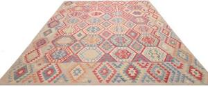 Tappeto Kilim Stilizzato Beige Rosso 267x340 Cm
