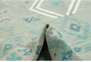 Tappeto Kilim Geometrico Verde Acqua Azzurro 245x290 Cm