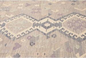 Tappeto Kilim Geometrico Grigio Chiaro Viola 255x344 Cm
