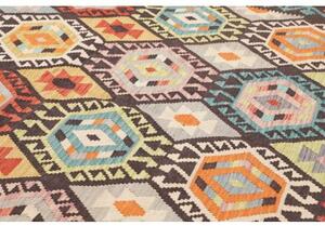 Tappeto Kilim Geometrico Marrone Scuro Multicolore 183x242 Cm