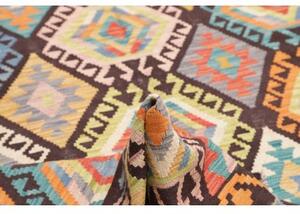 Tappeto Kilim Geometrico Marrone Scuro Multicolore 175x245 Cm