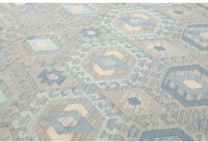 Tappeto Kilim Geometrico Celeste Grigio 262x298 Cm