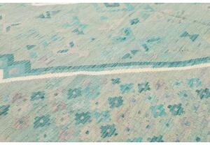 Tappeto Kilim Geometrico Verde Acqua Azzurro 245x290 Cm