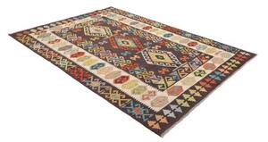 Tappeto Kilim Geometrico Marrone Scuro Multicolore 180x242 Cm