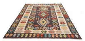 Tappeto Kilim Geometrico Marrone Scuro Multicolore 180x242 Cm
