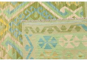 Tappeto Kilim Geometrico Verde Beige 256x340 Cm