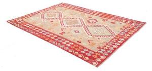 Tappeto Kilim Geometrico Rosso Beige 173x235 Cm