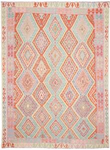 Tappeto Kilim Geometrico Arancione Azzurro 209x278 Cm