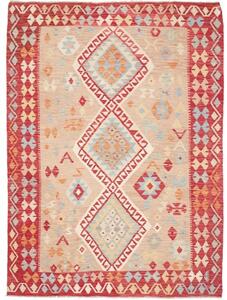 Tappeto Kilim Geometrico Rosso Beige 173x235 Cm