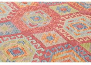 Tappeto Kilim Stilizzato Rosa Antico Celeste 209x295 Cm