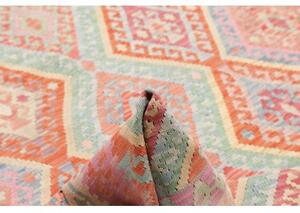 Tappeto Kilim Geometrico Arancione Azzurro 209x278 Cm